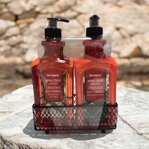 Pier 1 Imports Apple Crisp Hand Lotion & Wash Soap Gift Set 18 oz ea With Stand